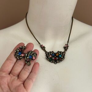 HOLLYCRAFT 1950 brass vintage jewelry set with matching earrings 😊